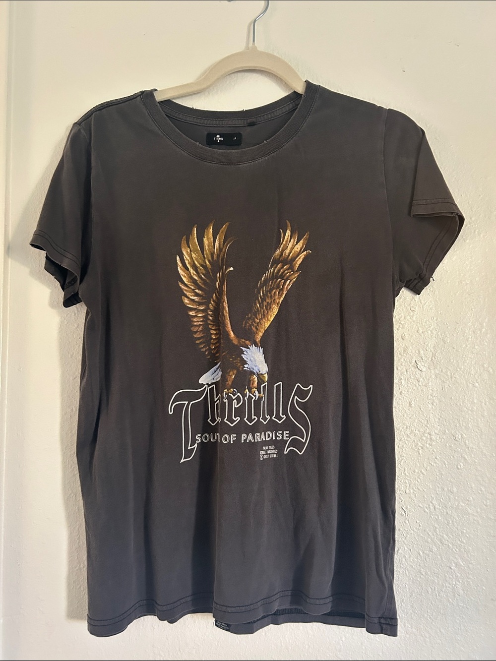 Thrills Gray Graphic Tee with Gold Eagle